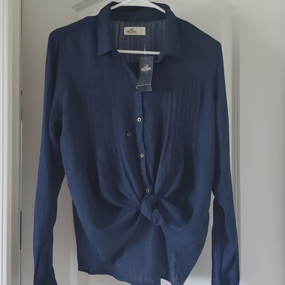 NWT Hollister Navy Blue Blouse